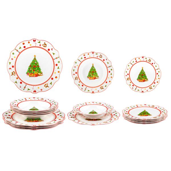 Servizio da 18 Piatti Natalizi in Porcellana All I Want for Christmas