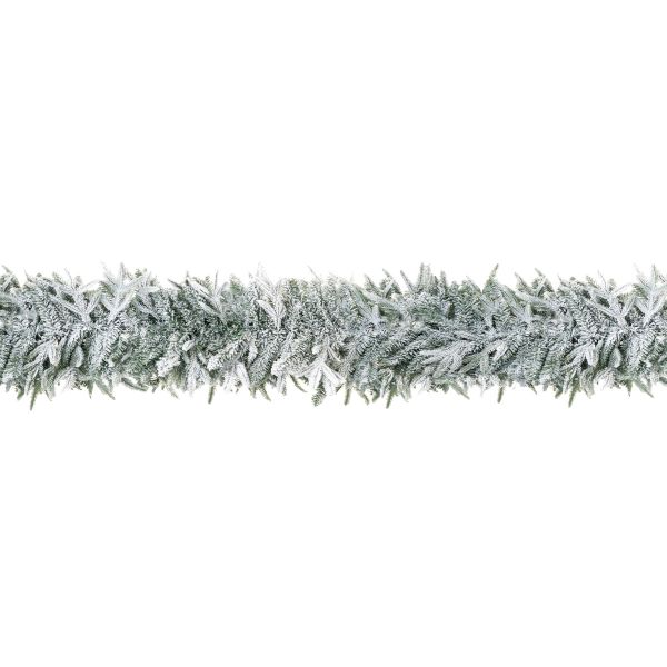 Festone di Natale verde innevato Ginza 270 cm