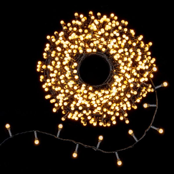 Catena luminosa Gemini  1000 Led Ball 50 Mt - Bianco Caldo