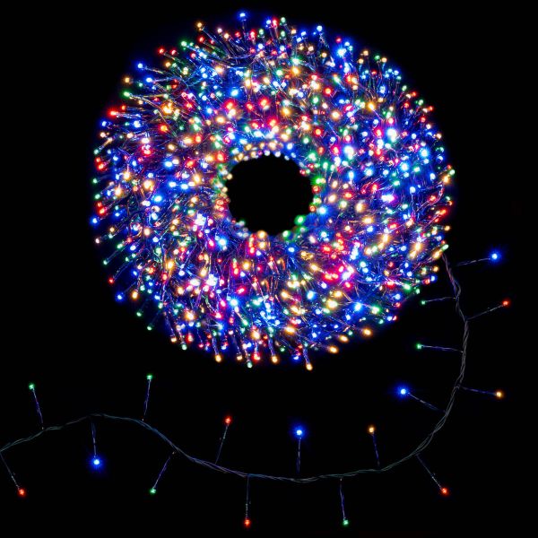 Catena luminosa cluster Cassiopea 1000 Led 20 Mt - Multicolor