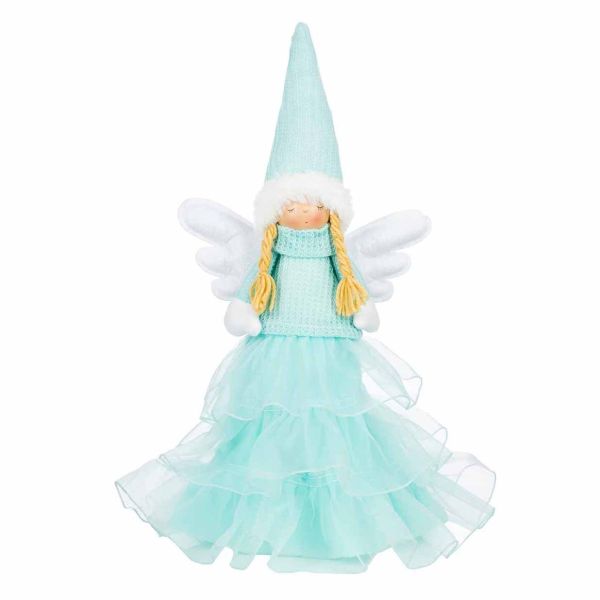 Bambina angelo in turchese con ali bianche Odette 40 cm