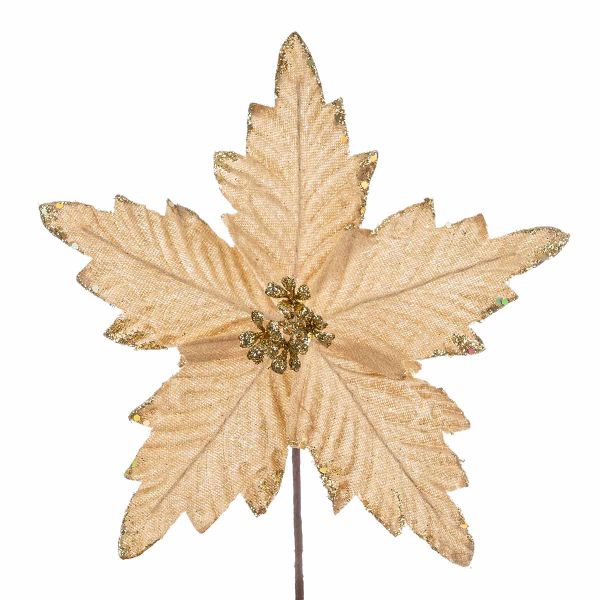 Fiore di Natale oro con glitter Vent de Venus  25 cm