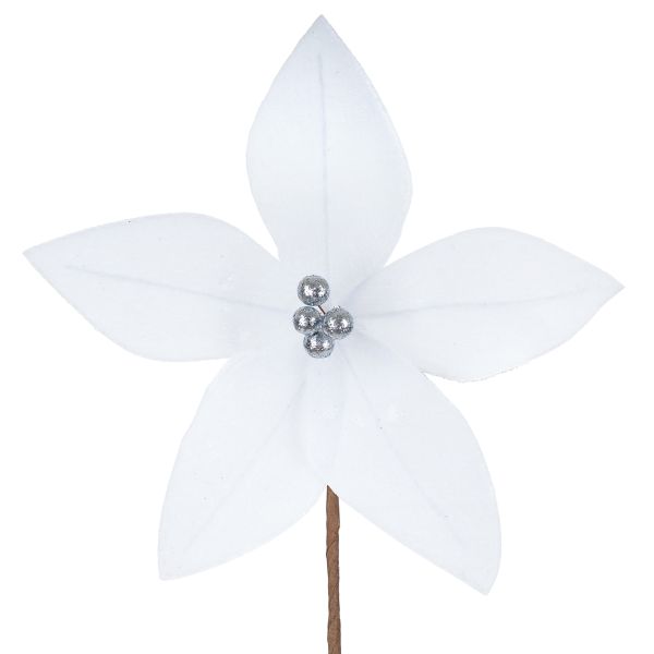Fiore di Natale bianco River Silver Pearl 20 cm 