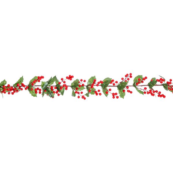 Festone di natale con bacche rosse Bastille 126 cm