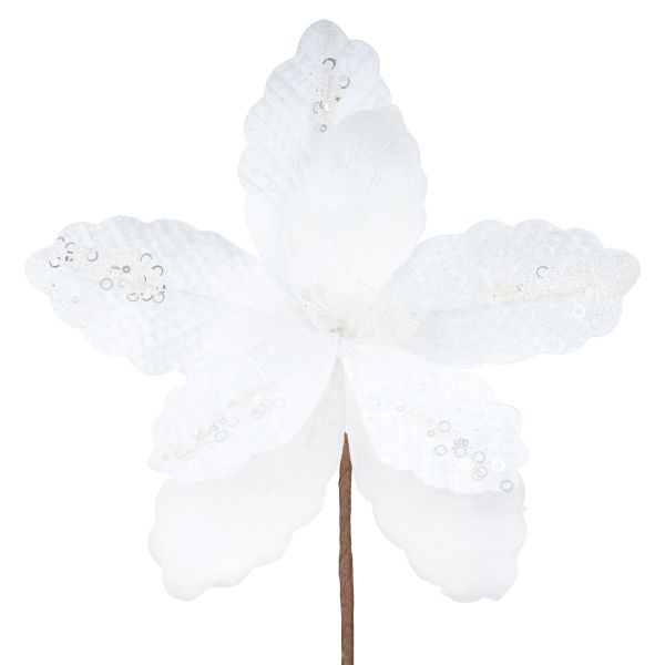 Fiore di Natale bianco Glittering Cloud of Ice 26 cm
