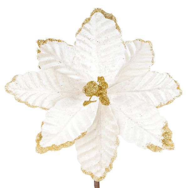 Fiore di Natale bianco con glitter Or du matin 30 cm