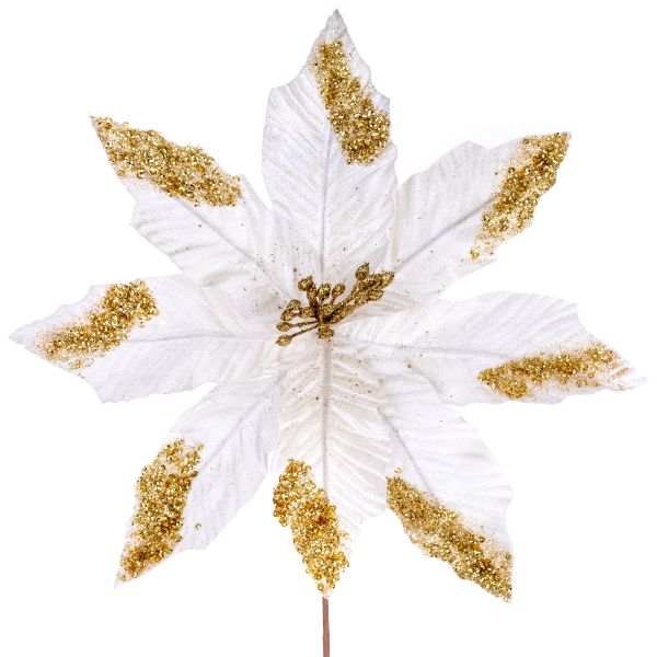 Fiore di Natale champagne con glitter Comète des Desirs 28 cm