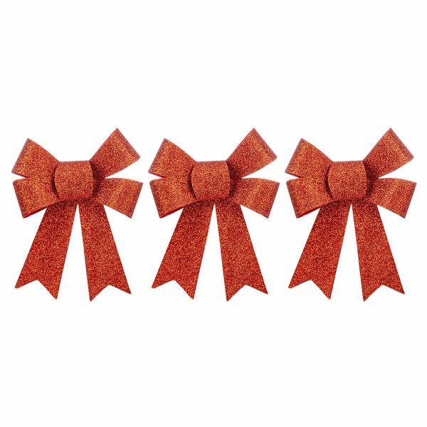 Set 3 Fiocchi Natalizi Red Bows of Virtues 12 cm