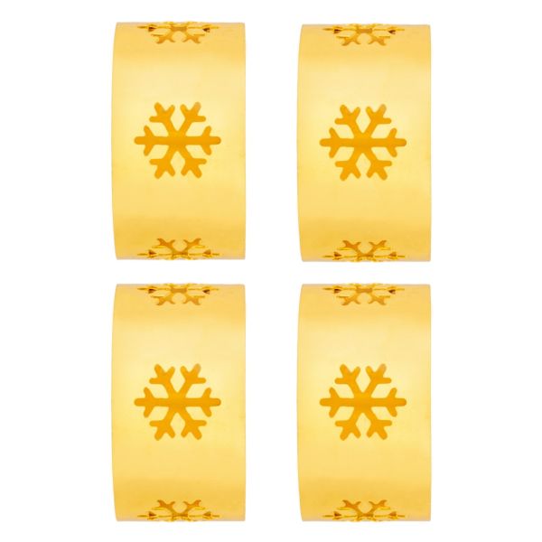 Set 4 Portatovaglioli Natalizi Golden Metal Snow 5 cm