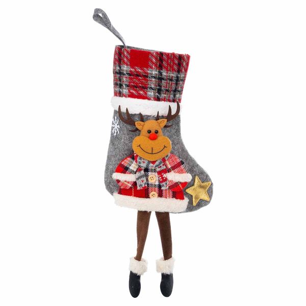 Calza di Natale grigia La Danza di Noel 35 cm