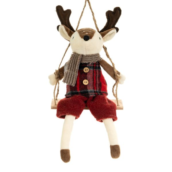 Renna Natalizia da appendere Reindeer on the Swing 34 cm