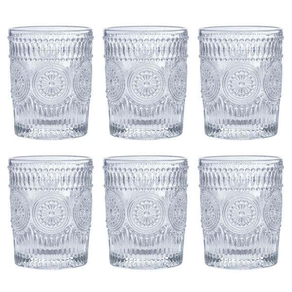 Set 6 Bicchieri in vetro Fiori di Cristallo 300 ml