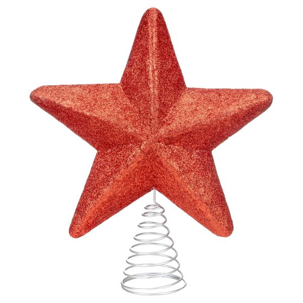 Puntale per Albero di Natale rosso a stella Valois  25 cm