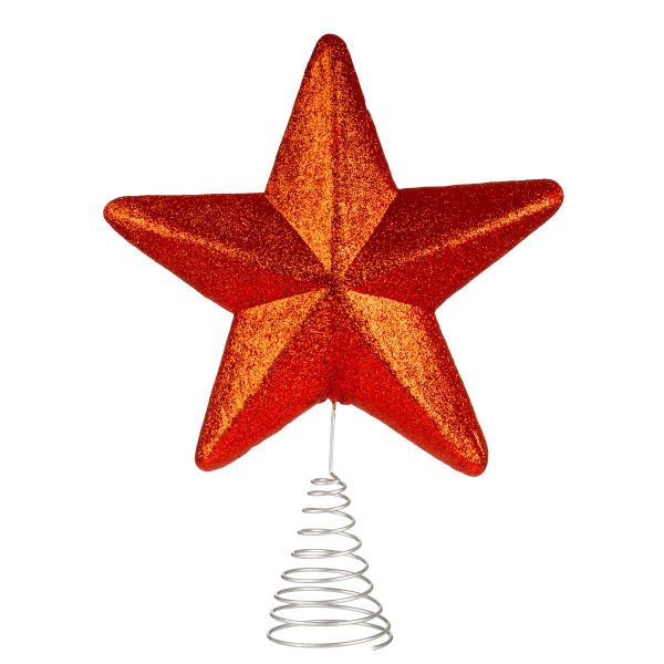 Puntale per Albero di Natale rosso a stella Valois  25 cm