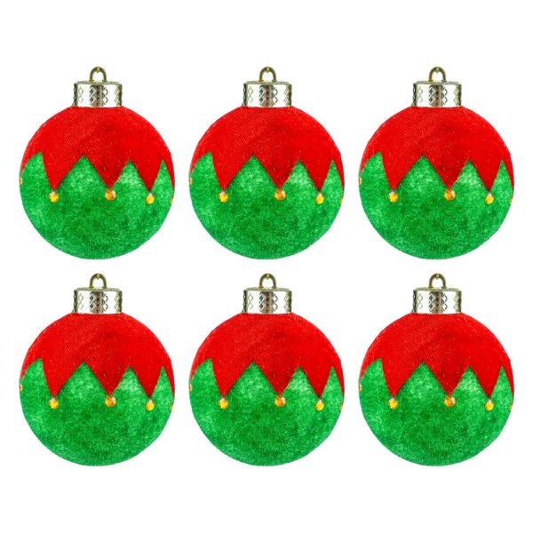 Set 6 Palline di Natale rosse e verdi Alabaster Skittles  9 cm