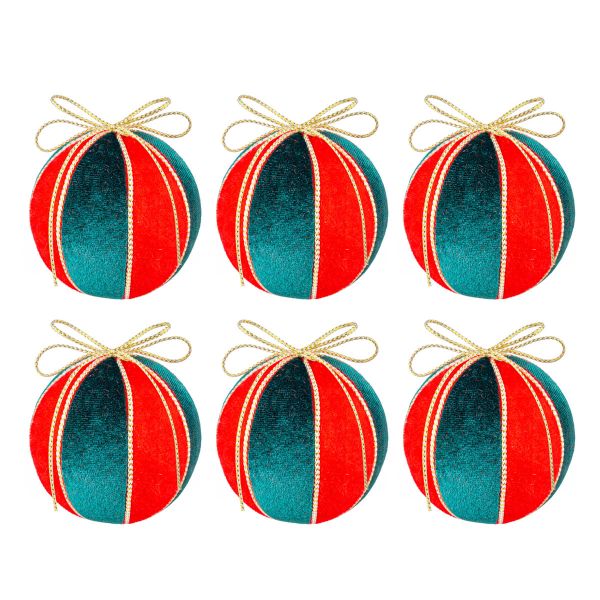 Set 6 Palline di Natale rosse e verdi Friendship Games 9 cm
