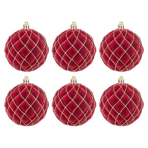 Set 6 Palline di Natale bordeaux Doni del Bosco 8 cm