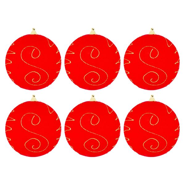Set 6 Palline di Natale rosse Baci di Stella 9 cm