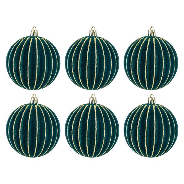 Set 6 Palline di Natale verdi Magic Amulets 8 cm
