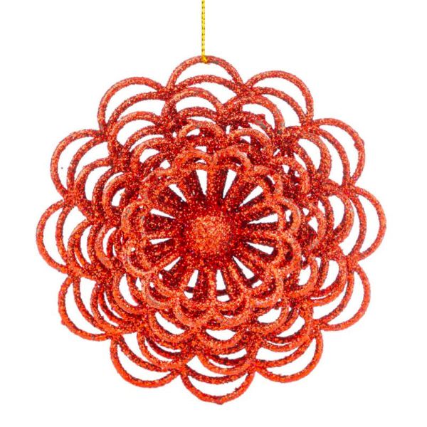 Addobbo Natalizio Red Crochet Flower 10 cm