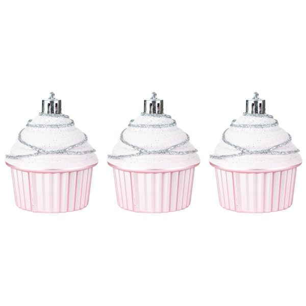 Set 3 Addobbi Natalizi Three Cream Cupcakes 6 cm