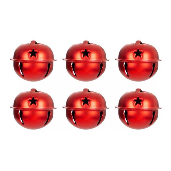 Set 6 Addobbi Natalizi Campanelli rossi Sound of the Mysterious Star 5 cm