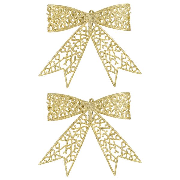Set 2 Fiocchi Natalizi Golden Dreams 13 cm