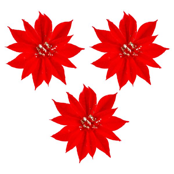 Set 3 Fiori di Natale rossi Roots of Emotions 10 cm