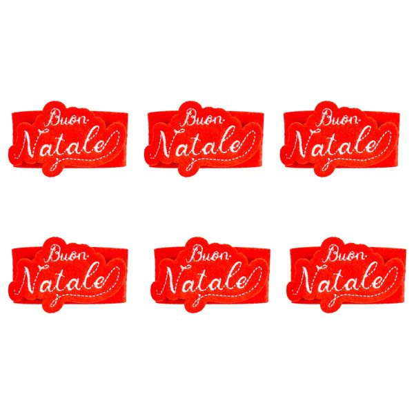 Set 6 Portatovaglioli Natalizi Wish you a Merry Meal 6 cm