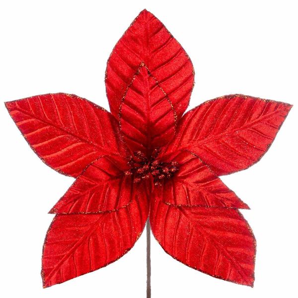Fiore di Natale rosso con glitter Ame Brillante 30 cm
