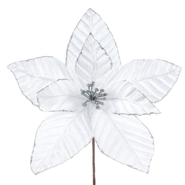 Fiore di Natale bianco con glitter Cristal de Glace 30 cm