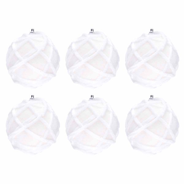 Set 6 Palline di Natale bianche Petit Ours 9 cm