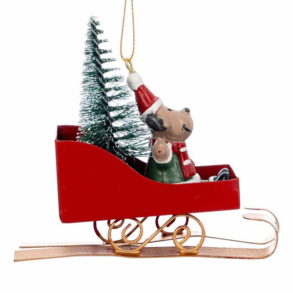 Addobbo Natalizio Reindeer Red Sleigh 10 cm