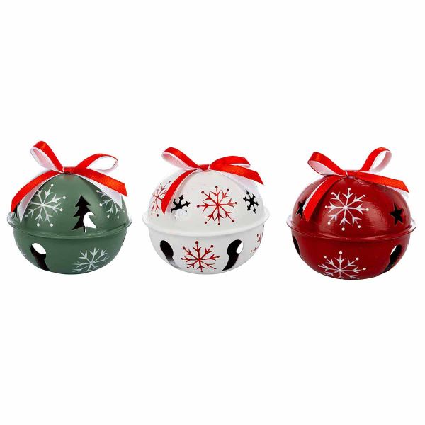 Set 3 Addobbi Natalizi Campanelle Suono Della Neve 8 cm
