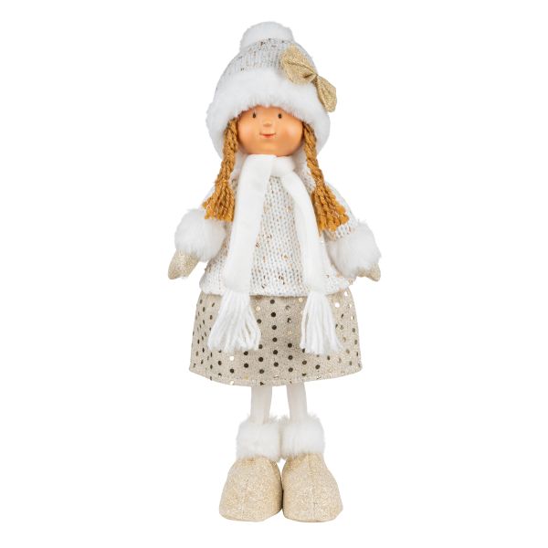 Bambina in bianco con fiocco dorato Mirty 38 cm