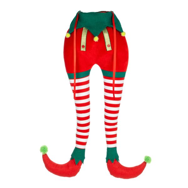 Addobbo Natalizio Gambe di Elfo Green Pompons 85 cm