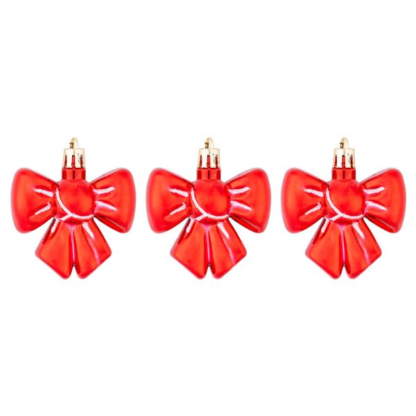 Set 3 Addobbi Natalizi Fashion Red Ice Cream Bows 7 cm