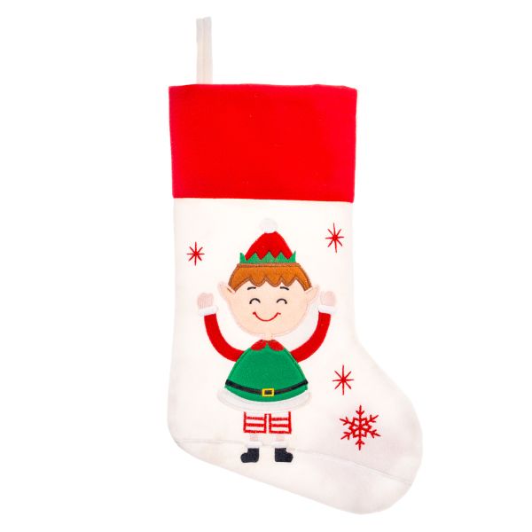 Calza di Natale bianco Happy Elf on the Snowy Glacier 40 cm