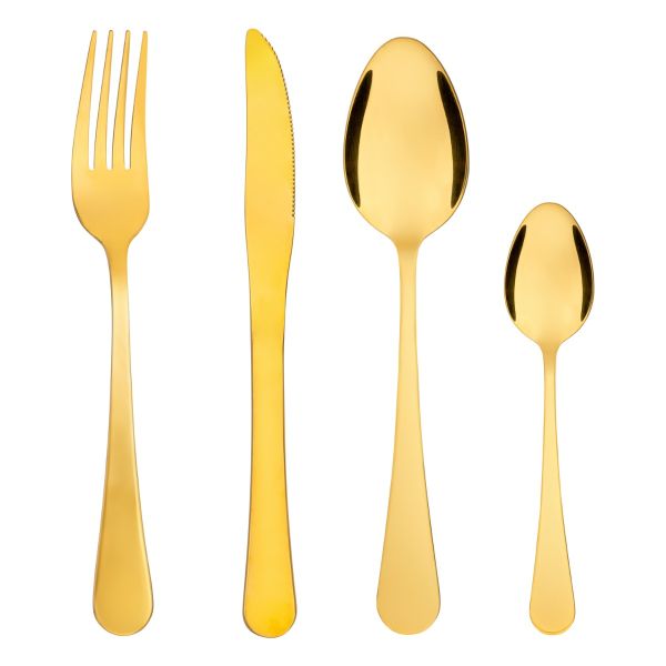 Set di 24 posate in acciaio placcato oro Lunch Ready and Eat