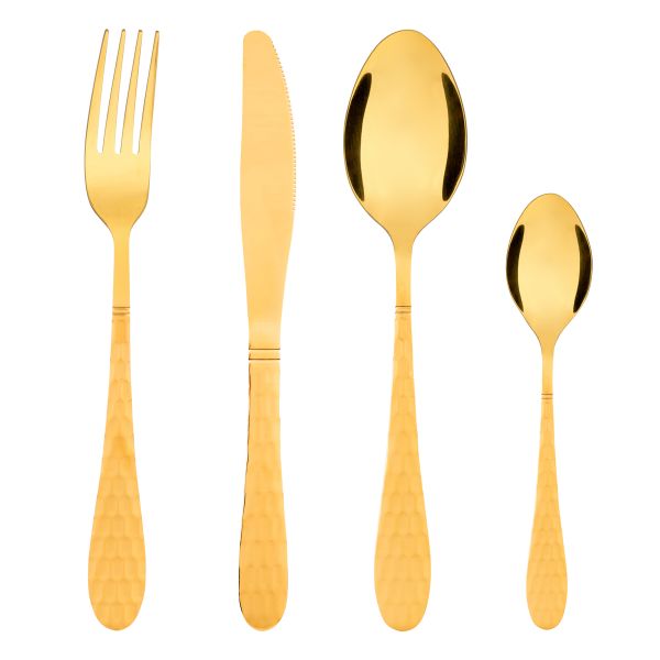 Set di 24 posate in acciaio placcato oro the Beauty of Food
