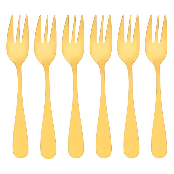 Set di 6 forchettine in acciaio placcato oro Butterfly Wings