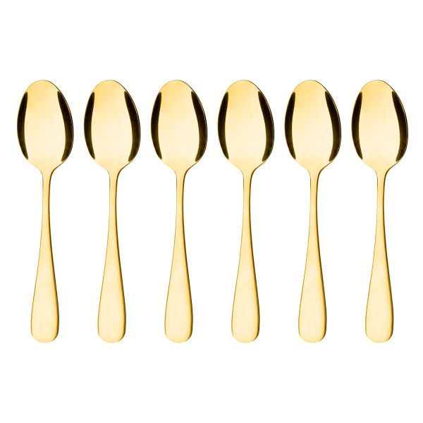 Set di 6 cucchiaini in acciaio placcato oro Diamante del Fabbricante