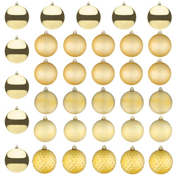 Set 34 Palline di Natale oro Golden Comet Dust 8 cm