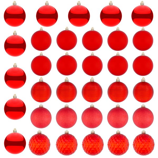 Set 34 Palline di Natale rosse Good Mood 8 cm