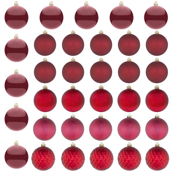 Set 34 Palline di Natale bordeaux Saint-Émilion 8 cm