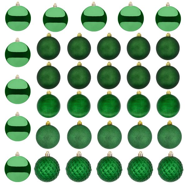 Set 34 Palline di Natale verdi Time Travel 8 cm