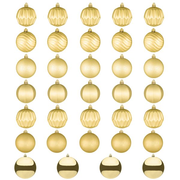 Set 34 Palline di Natale oro Fiori del Cielo 8 cm