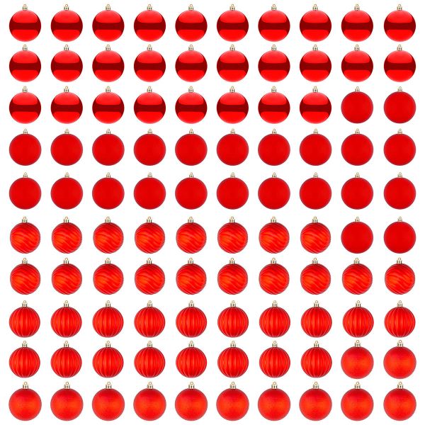 Set 100 Palline di Natale rosse Fantasia di Artista 8 cm