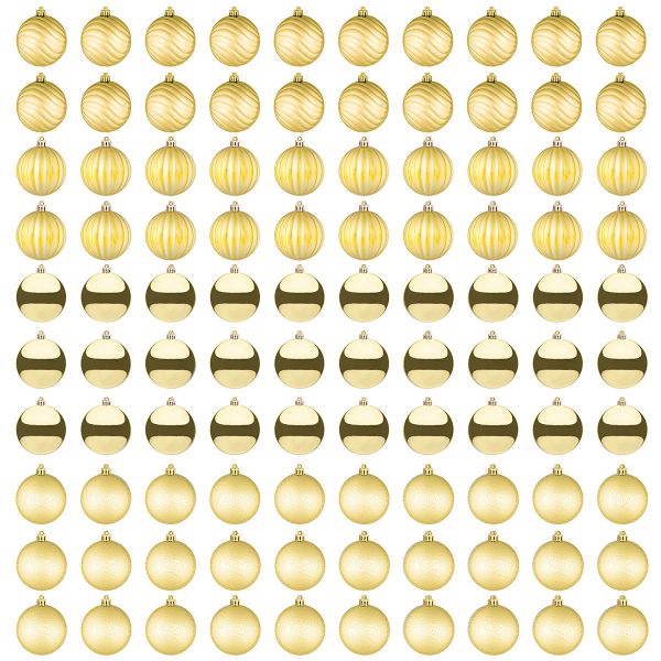 Set 100 Palline di Natale oro Sketches of Stars 8 cm