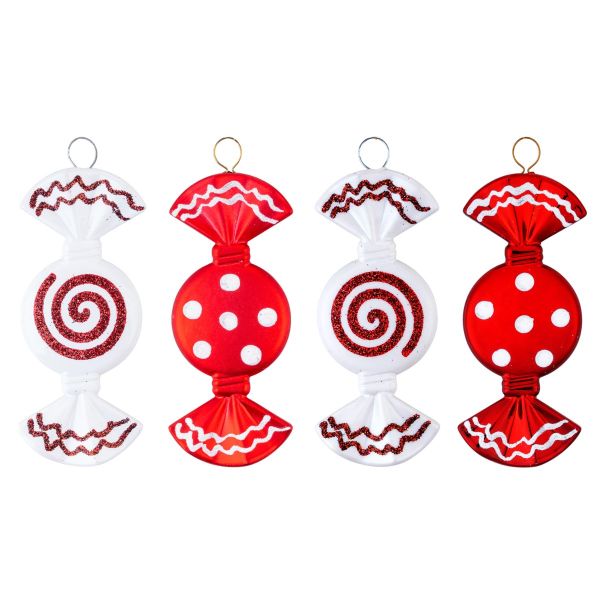 Set 4 Addobbi Natalizi Cioccolatini Scacciapensieri 9 cm